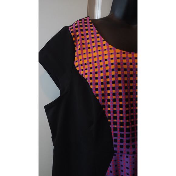 Lane Bryant Black Orange Purple Pink  Cap Sleeve Dress Size 20 - Picture 4 of 12